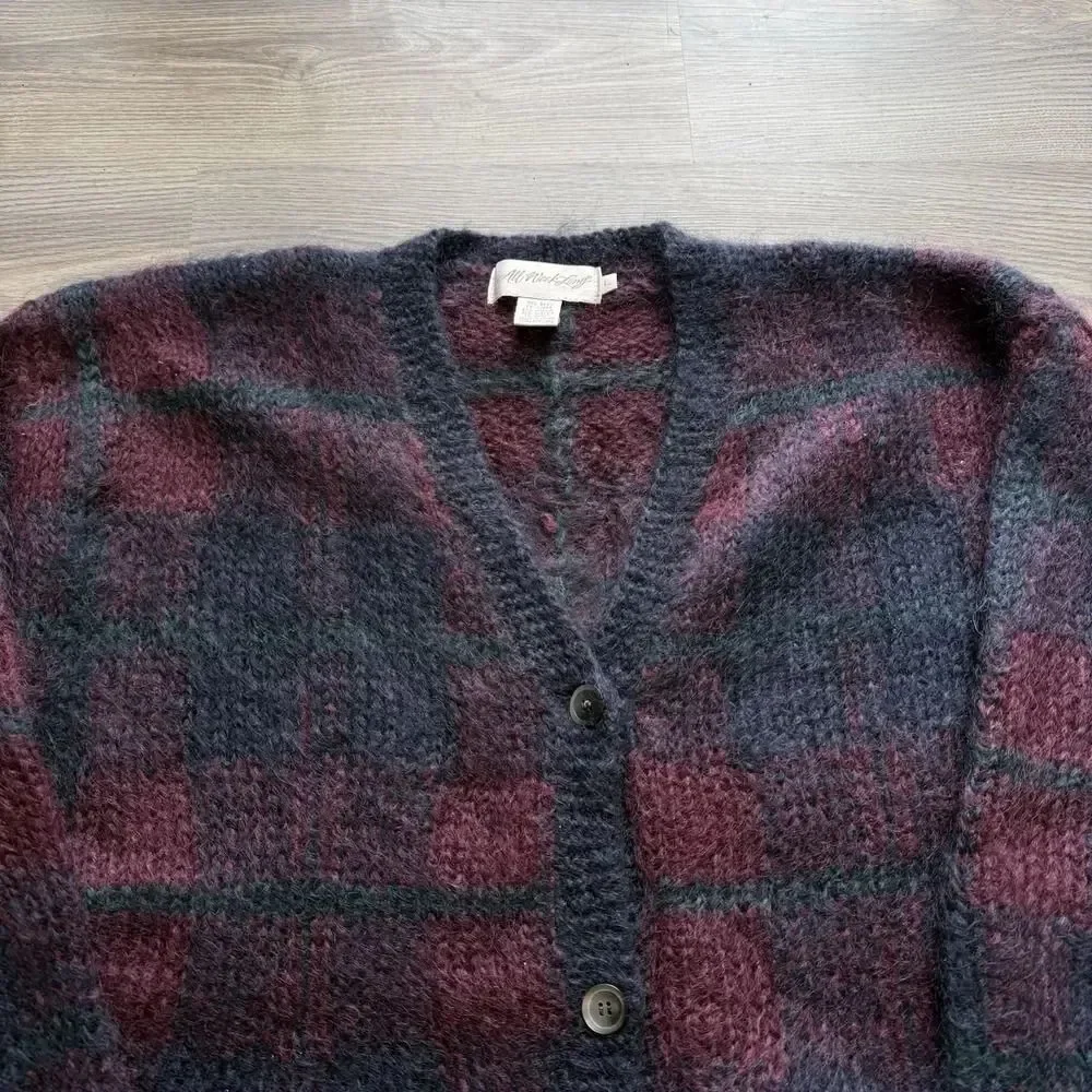 Vintage 90s Fuzzy‎ Mohair Cardigan Grandpa Sweater Knit Grunge Large